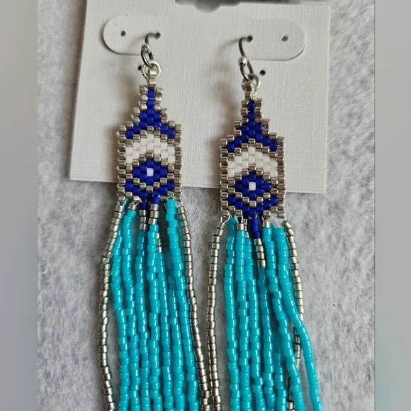Lucky Brand Blue and Silver Beaded Earrings - Picture 6 of 8